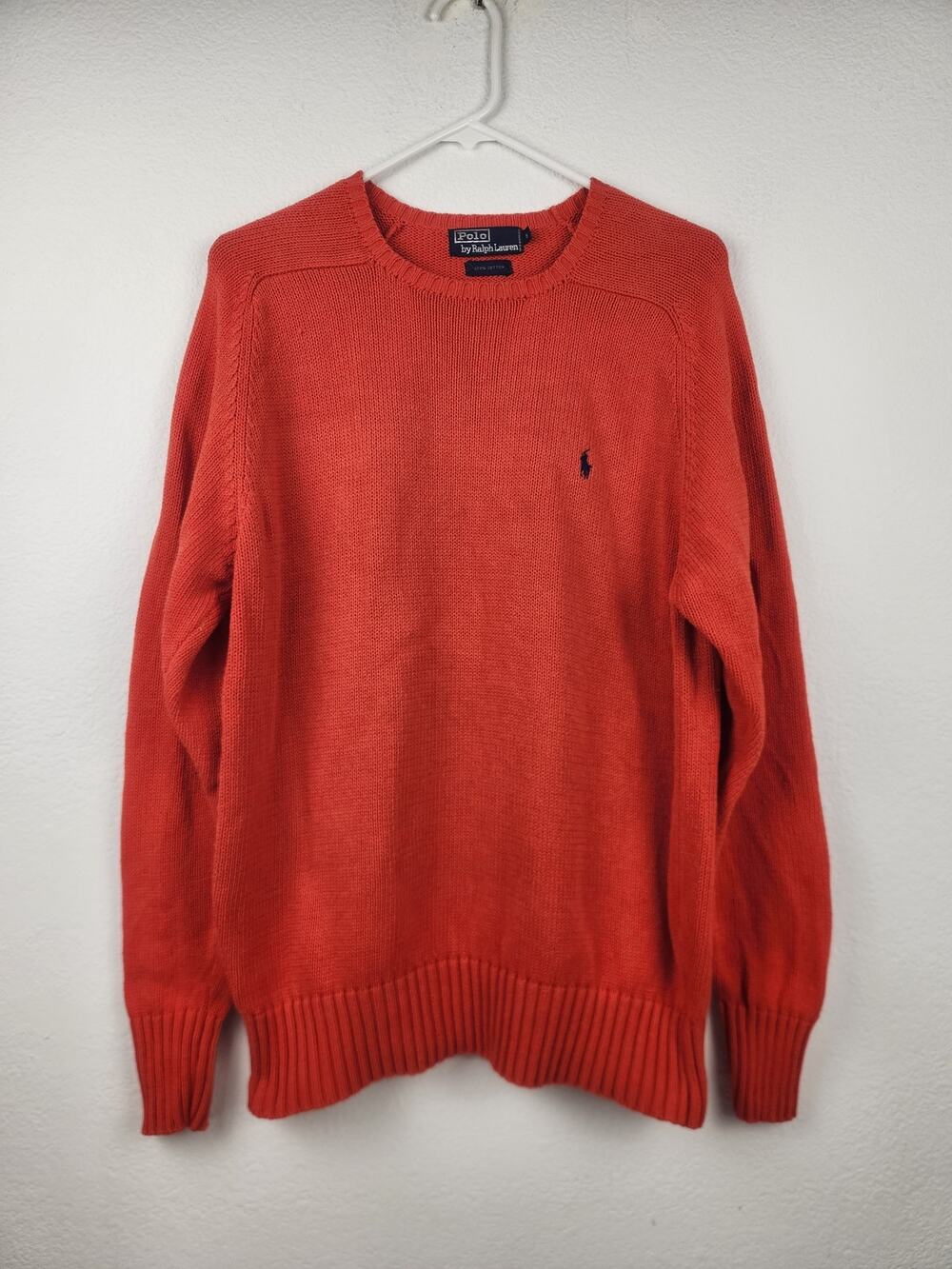 Vintage Polo Ralph Lauren Orange Sweater Unisex Adult Size Small Crew Neck